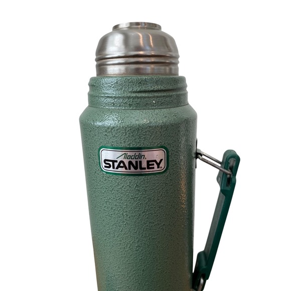 Vintage Aladdin Stanley Green Thermos Bottle with Cup A6944DH Quart - Picture 2 of 7